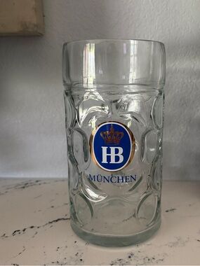 Hofbräuhaus München Dimpled Beer Stein Glass - “Isarseidel” 1 liter